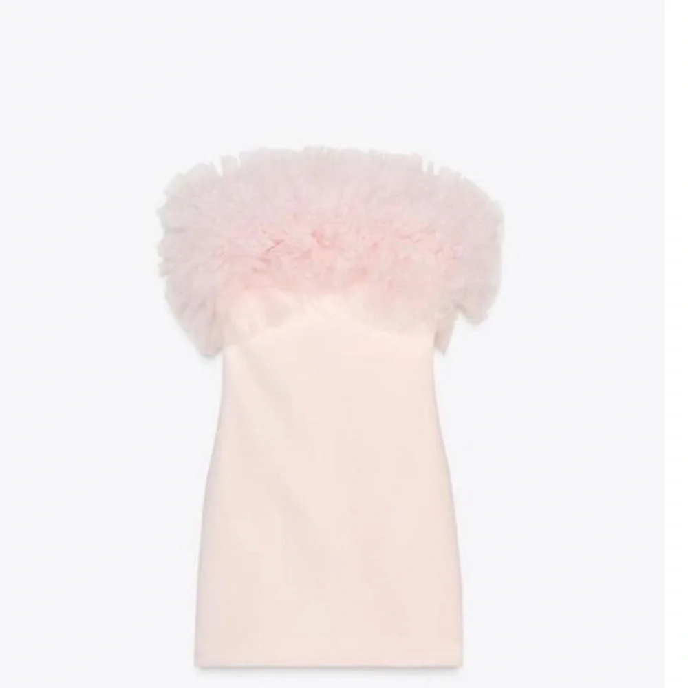 NWT ZARA SHORT TULLE VOLUMINOUS Mini DRESS Pastel Pink Size Small 4772/334 - Picture 6 of 10